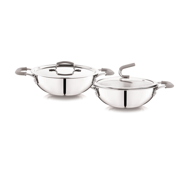 Triosteel Deep Kadai with silicon